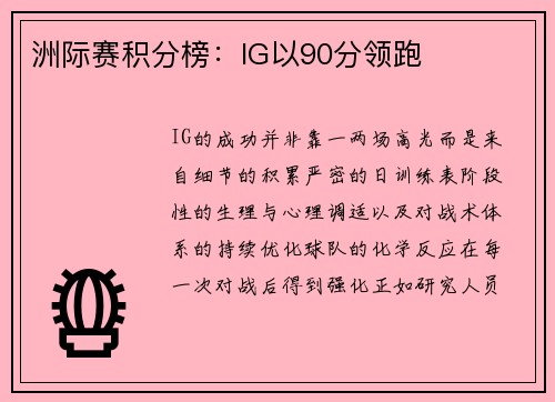 洲际赛积分榜：IG以90分领跑